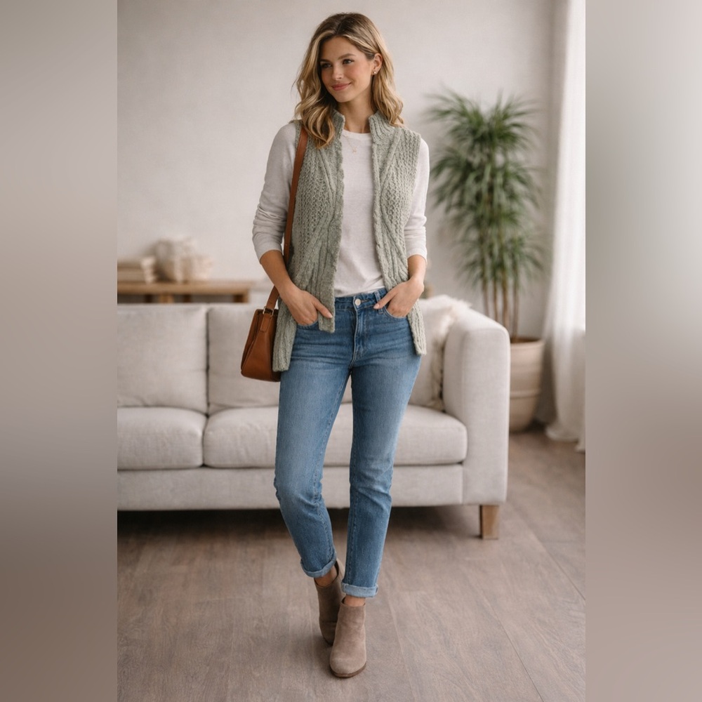 J.Jill Cozy gray Textured Knit Sweater Vest Small